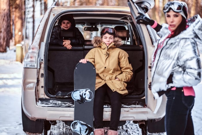 Famiglia in vacanza sulla neve a Livigno