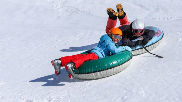 gommoni sulla neve sulle Alpi di Livigno