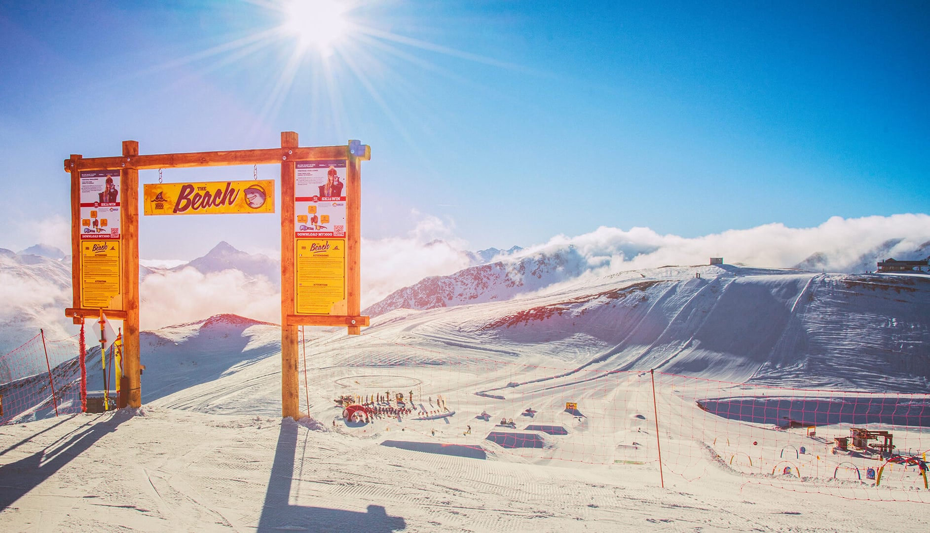 partenza in quota dello snowpark the beach a livigno