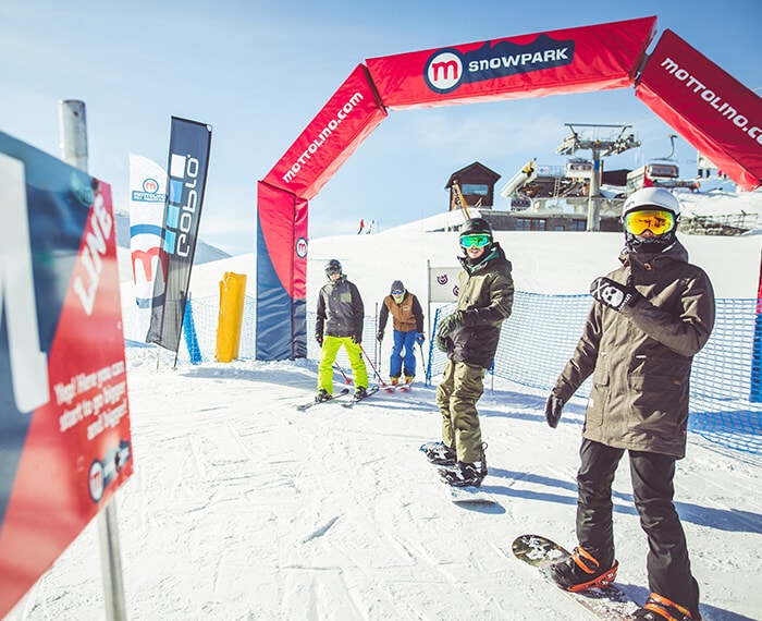 partenza in quota dello snowpark Mottolino