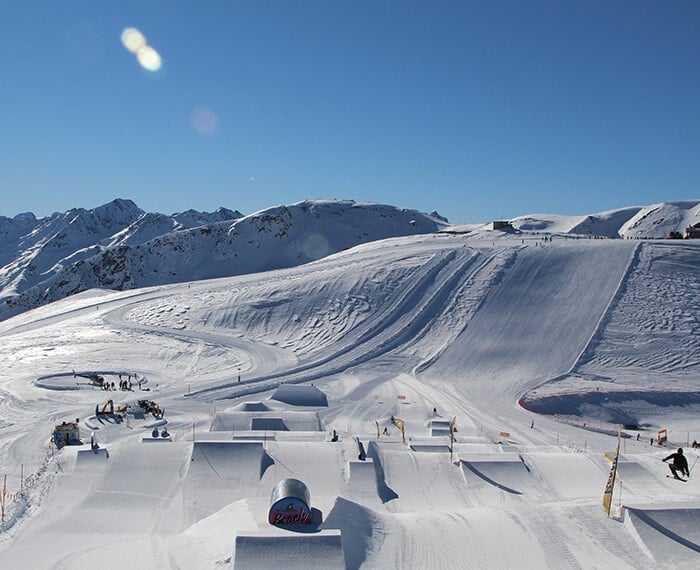 La pista dello snowpark the beach a livigno